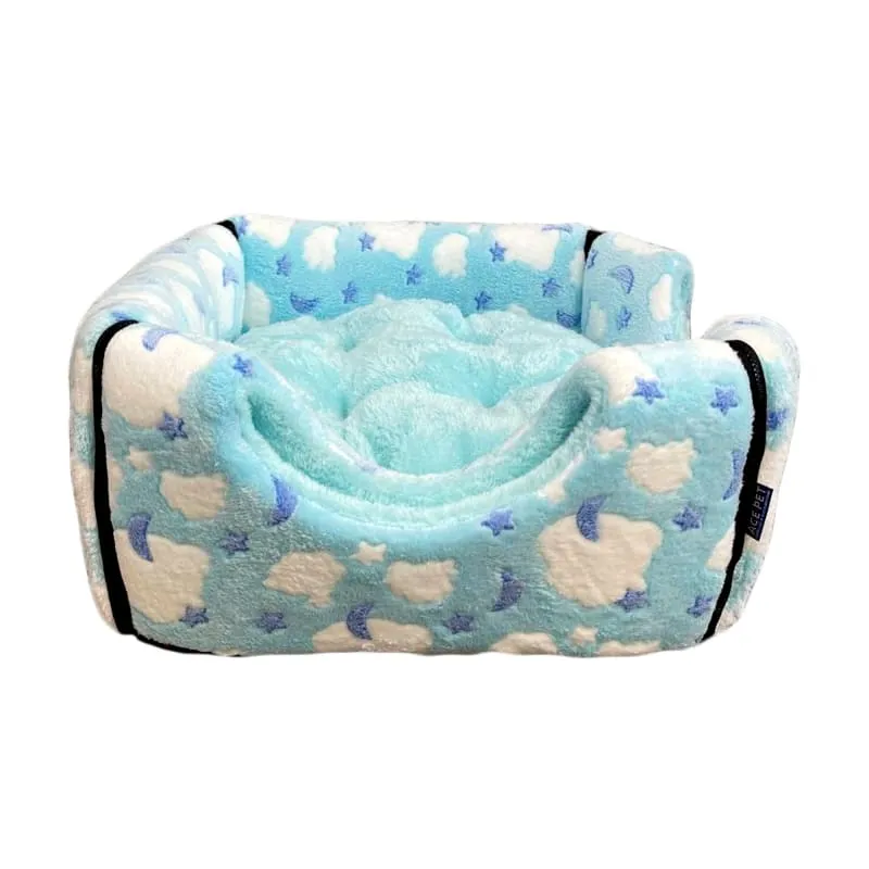 ACE PET Lovely Sky Blue Furry Cosy Dog Bed