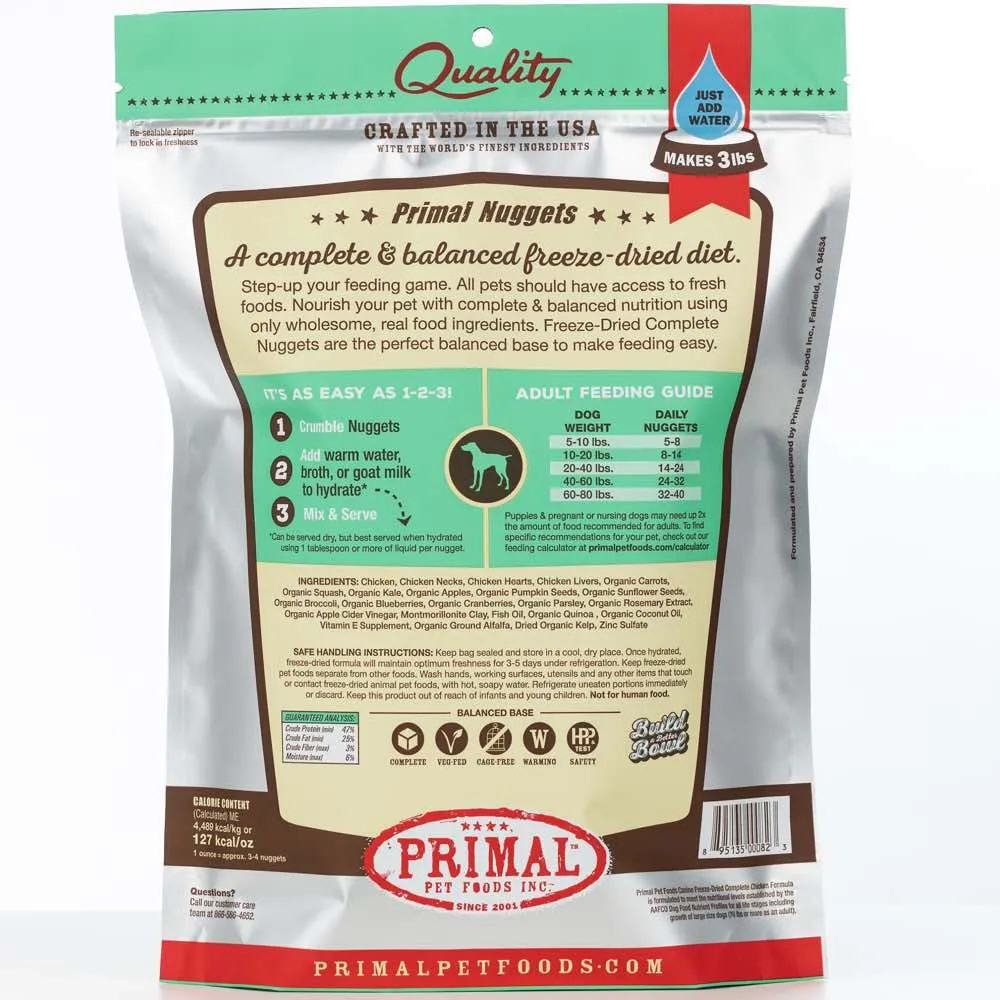'BUNDLE DEAL': Primal Chicken Formula Grain-Free Freeze-Dried Dog Food 14oz