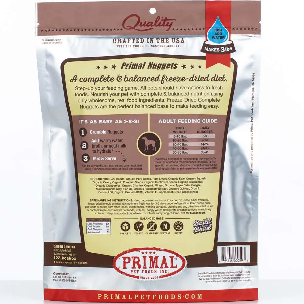 'BUNDLE DEAL': Primal Pork Formula Grain-Free Freeze-Dried Dog Food 14oz