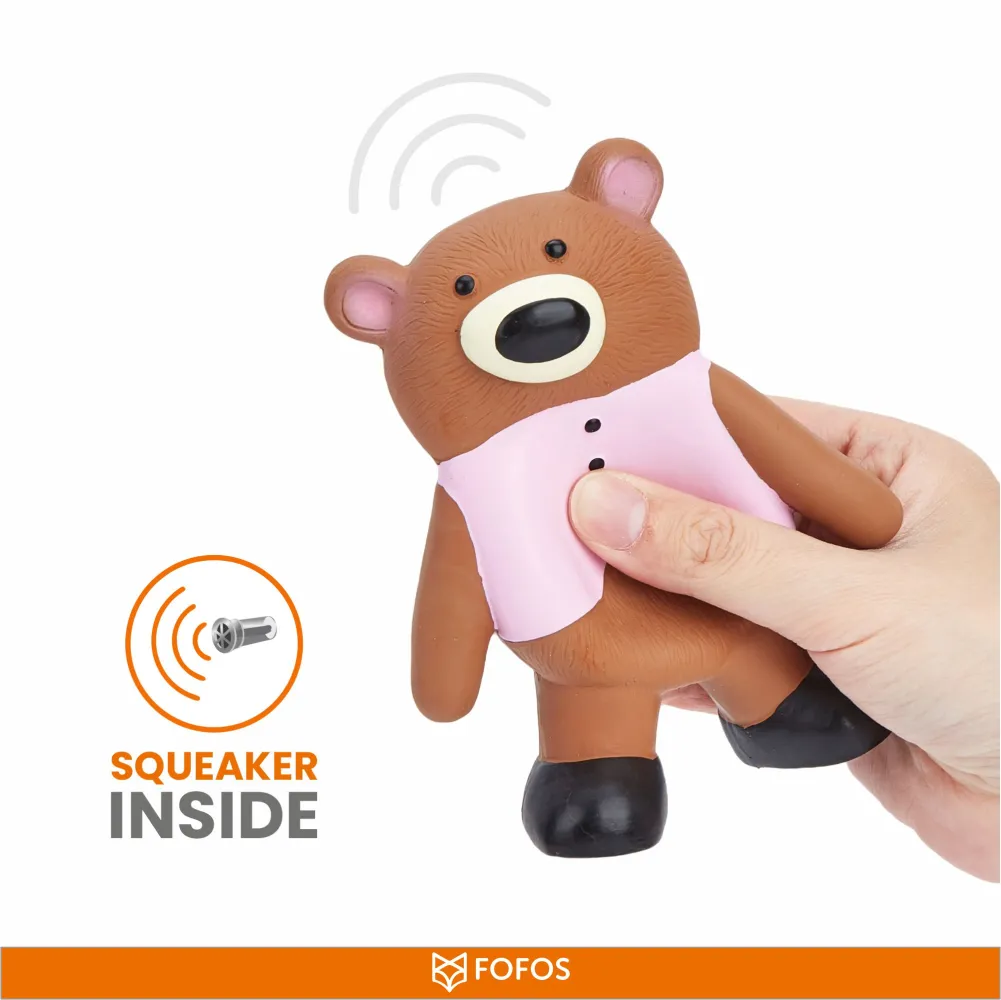 Fofos Latex Bear Squeaky Toy for Dogs (Brown)