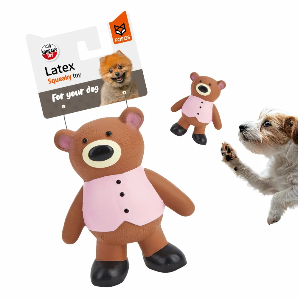 Fofos Latex Bear Squeaky Toy for Dogs (Brown)