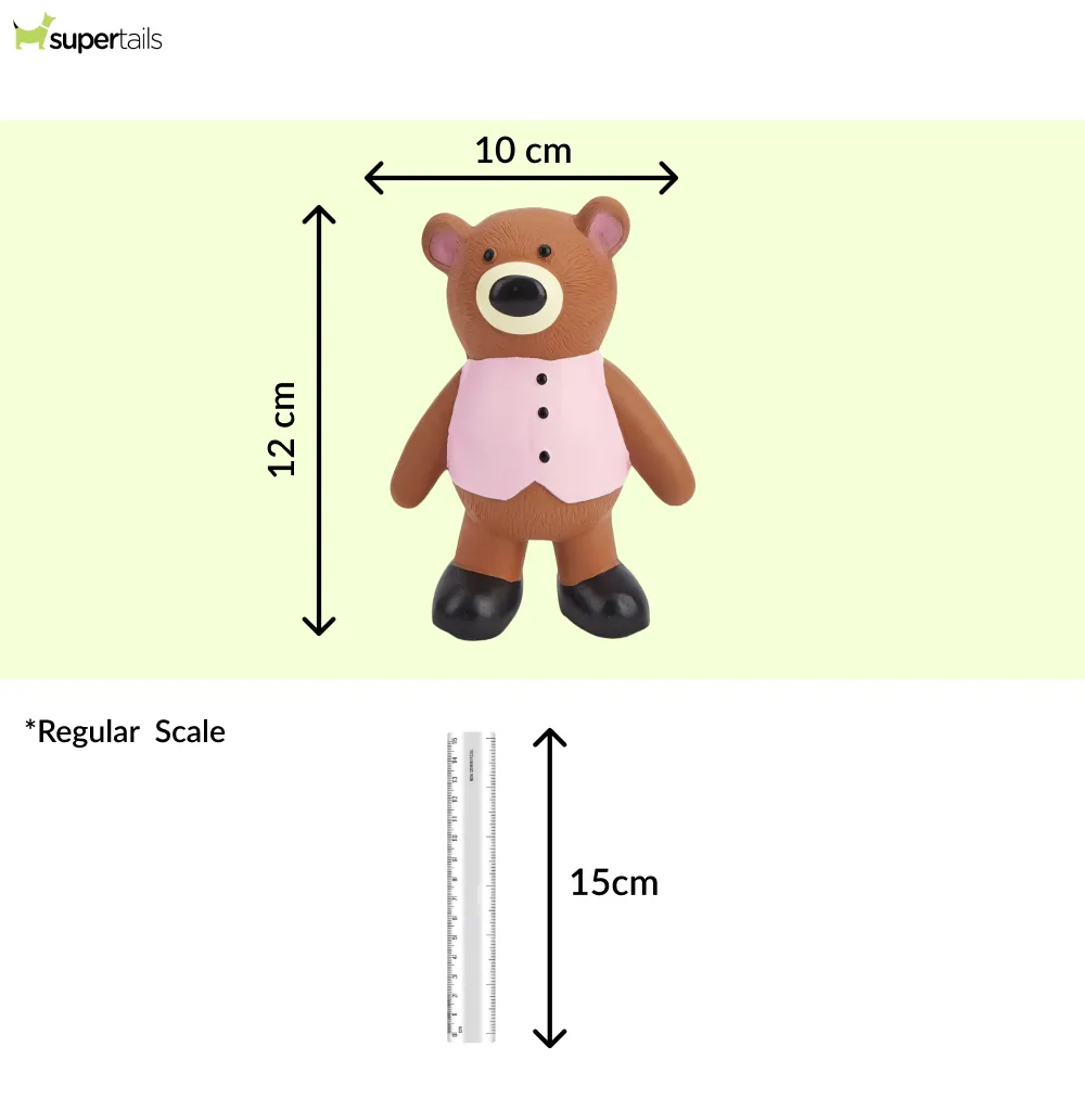 Fofos Latex Bear Squeaky Toy for Dogs (Brown)
