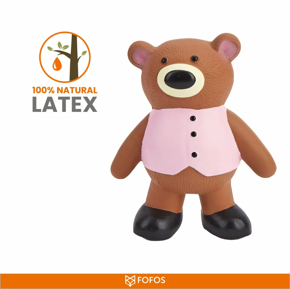 Fofos Latex Bear Squeaky Toy for Dogs (Brown)
