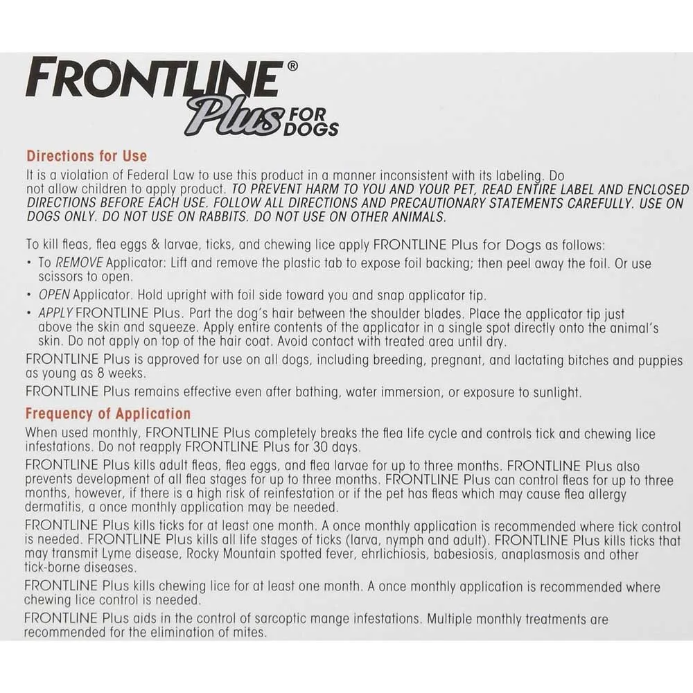 Frontline Plus For Small Dogs up to 10kg 6 pack
