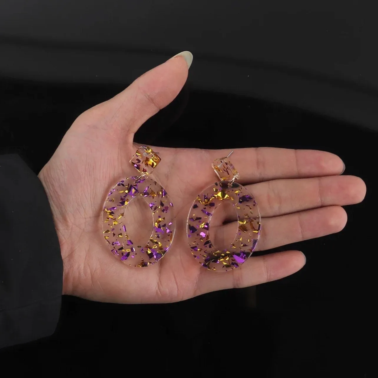 Geaux Tigers Earrings - LSU Tiger Earrings, Clear Acrylic LSU Earrings, Handmade Jewelry, Purple and Gold, LSU Football, Handmade Earrings