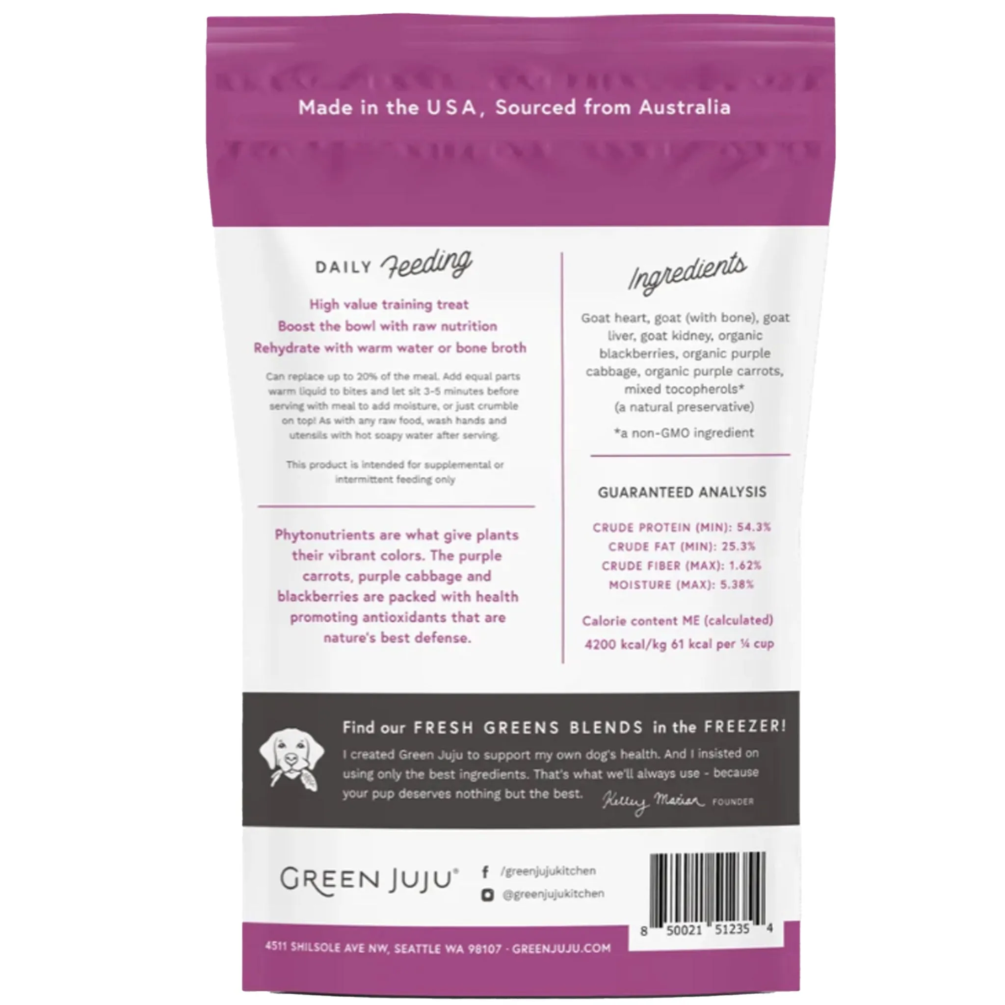 Green Juju Whole Food Bites Dog Goat 3 oz