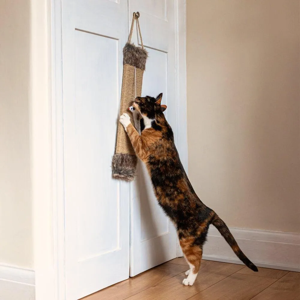 Hanging Cat Scratcher With Mouse Toy - Dark Grey