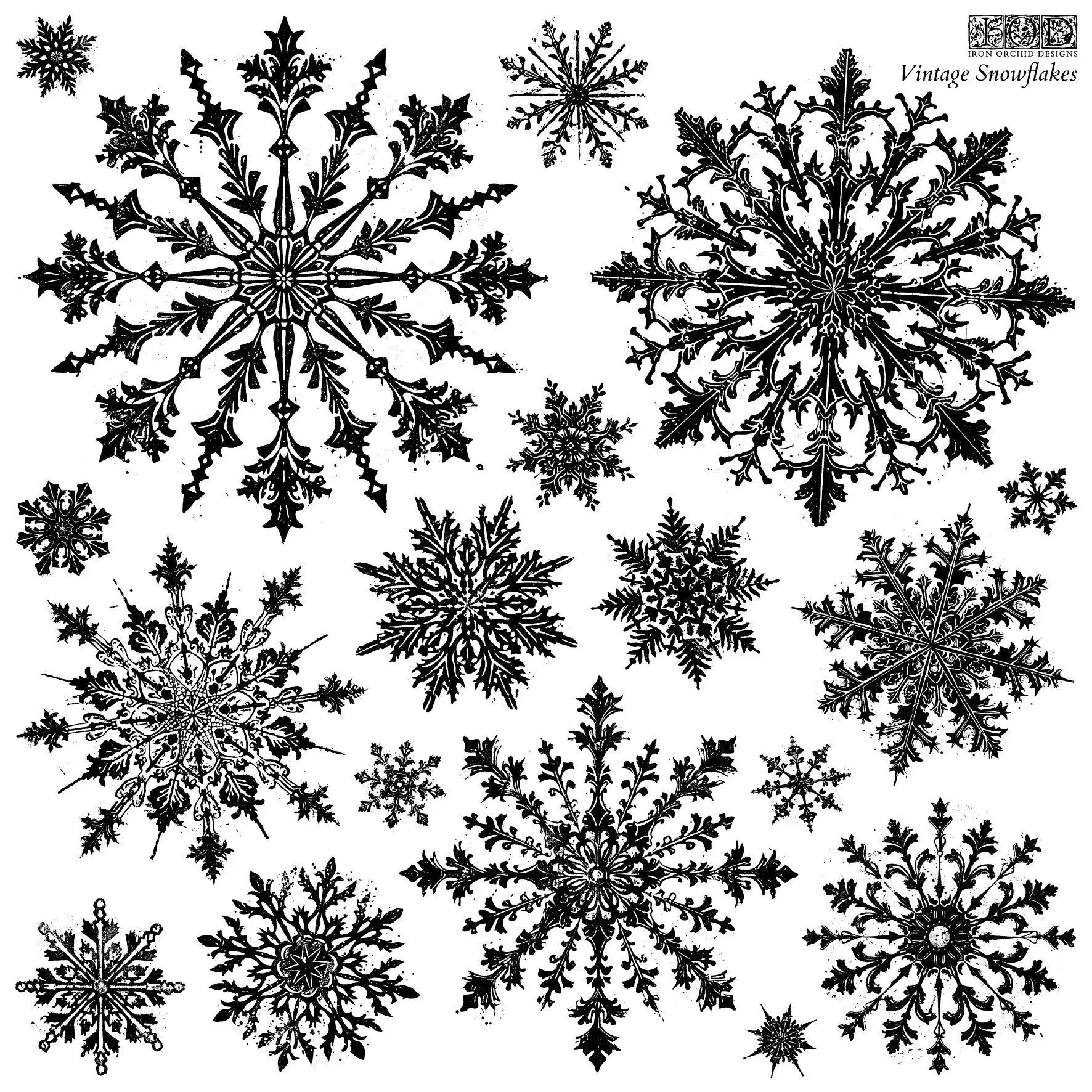 IOD - Vintage Snowflakes Stamp - (12"x12") 2024 Holiday Release - Limited Edition