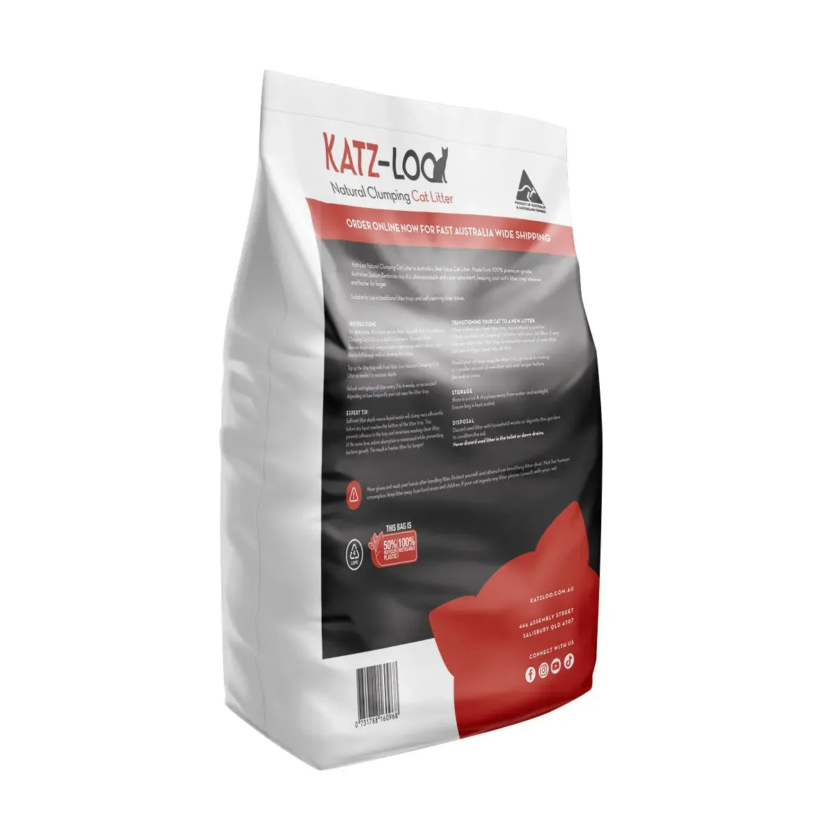 Katz-Loo Natural Clumping Cat Litter 60kg (6 Bags)