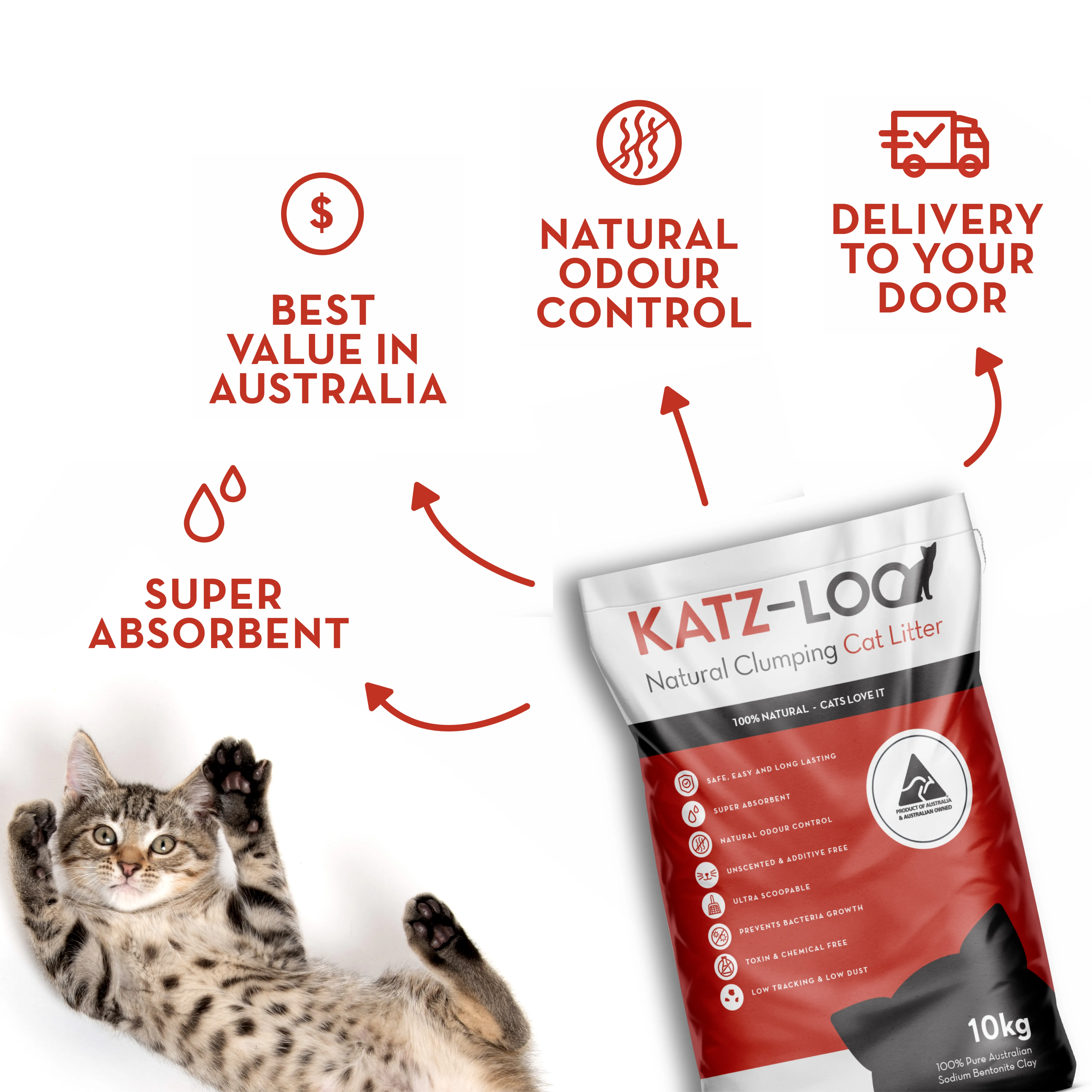 Katz-Loo Natural Clumping Cat Litter 60kg (6 Bags)