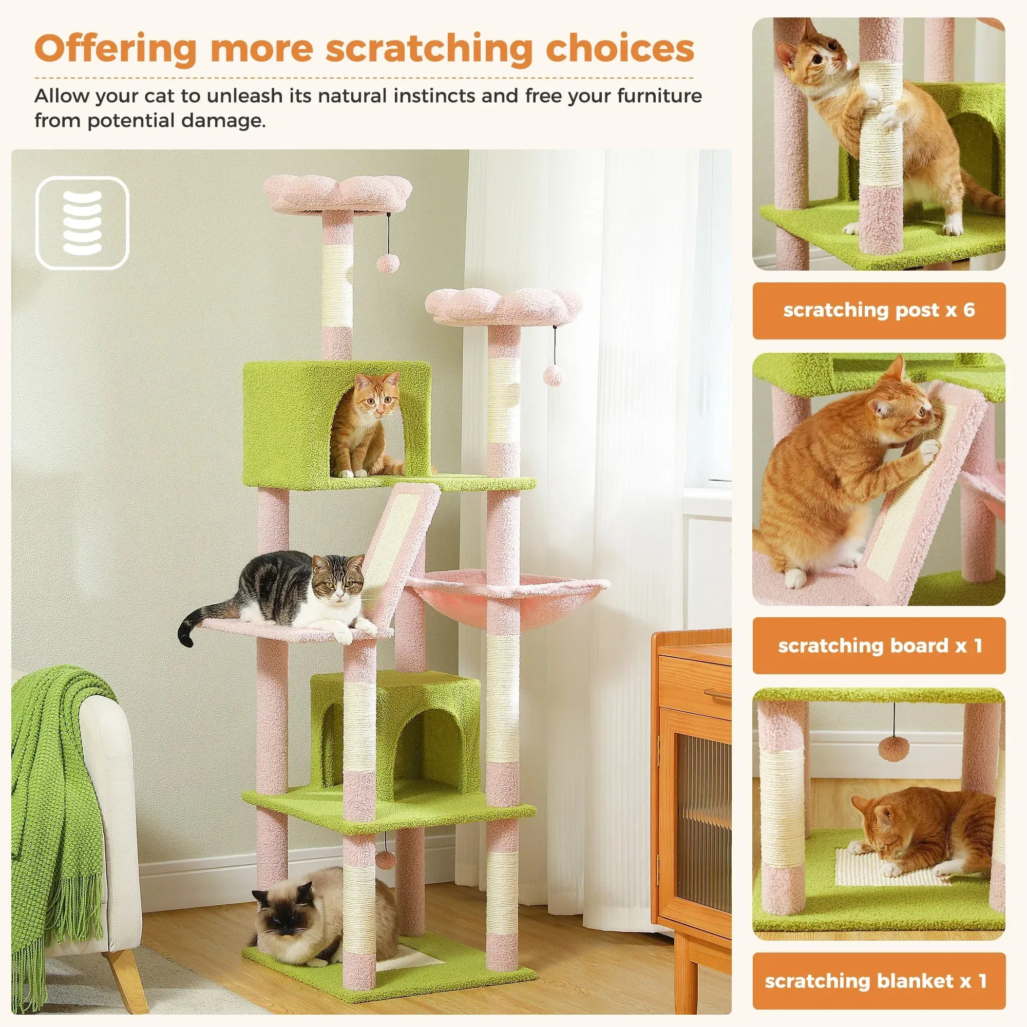Multi-Level Cat Tree with Scratching Posts and Condos