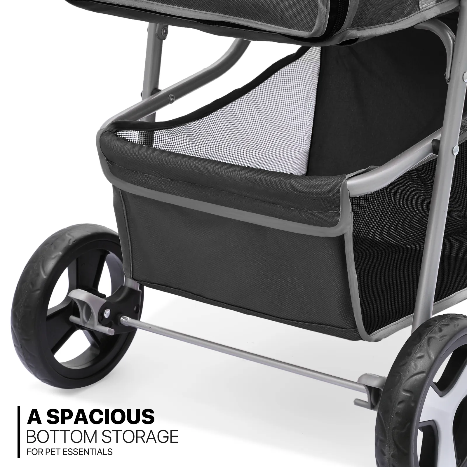 Pet Stroller - Adjustable Sunshade Storage Basket