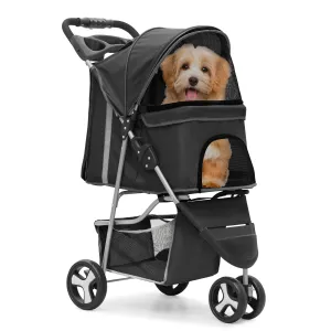 Pet Stroller - Adjustable Sunshade Storage Basket