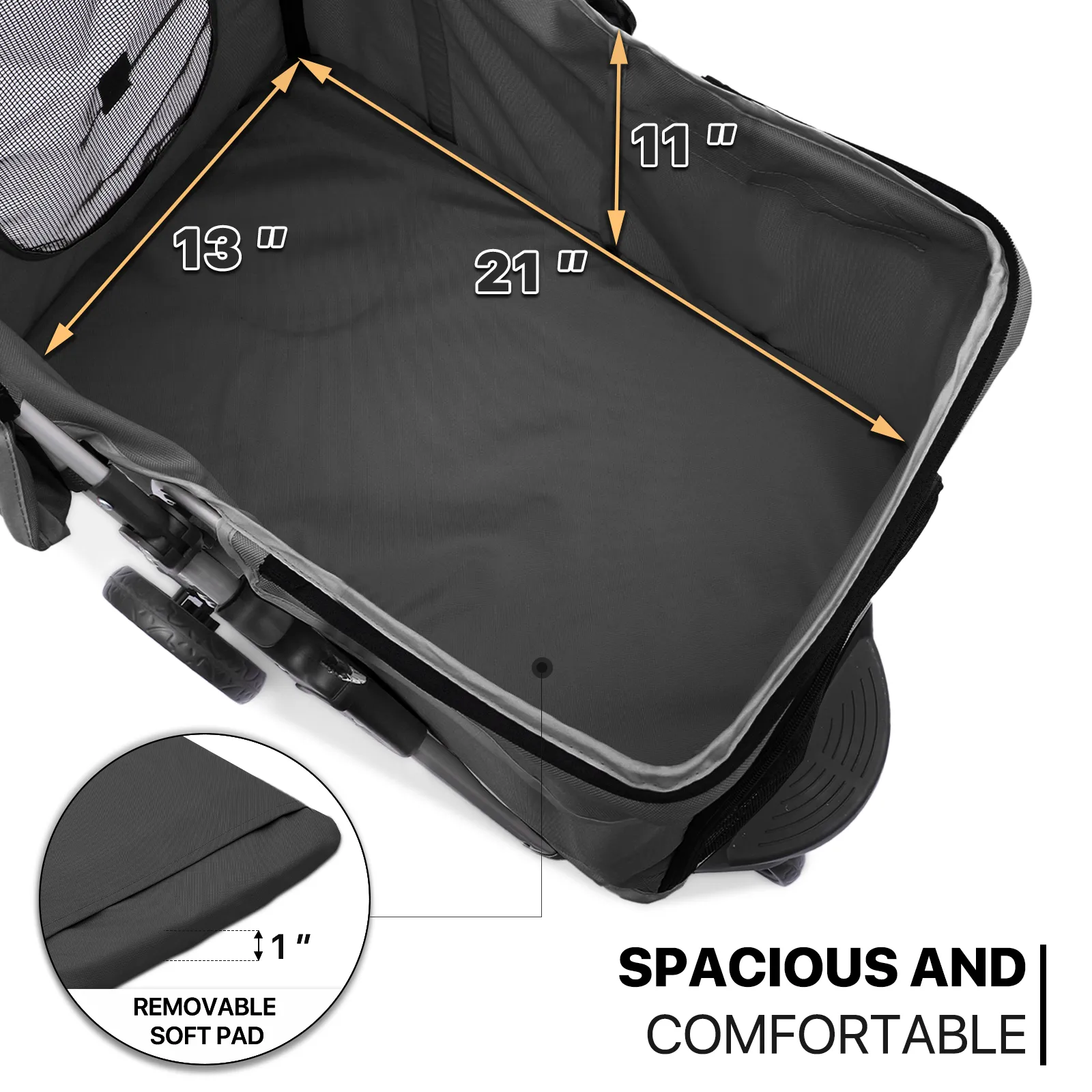 Pet Stroller - Adjustable Sunshade Storage Basket