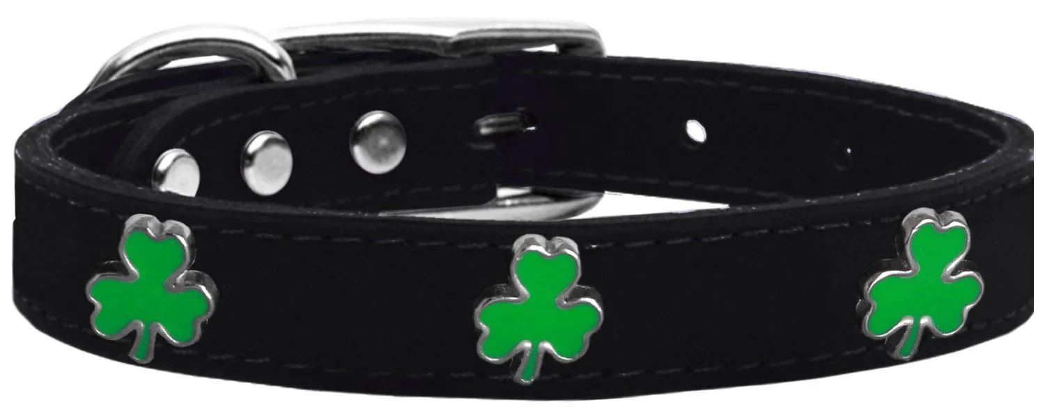 Shamrock Widget Genuine Leather Dog Collar Black 24