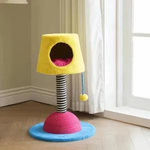 Stylish Table Lamp Cat Condo with Scratching Post | Space-Saving Cat Furniture