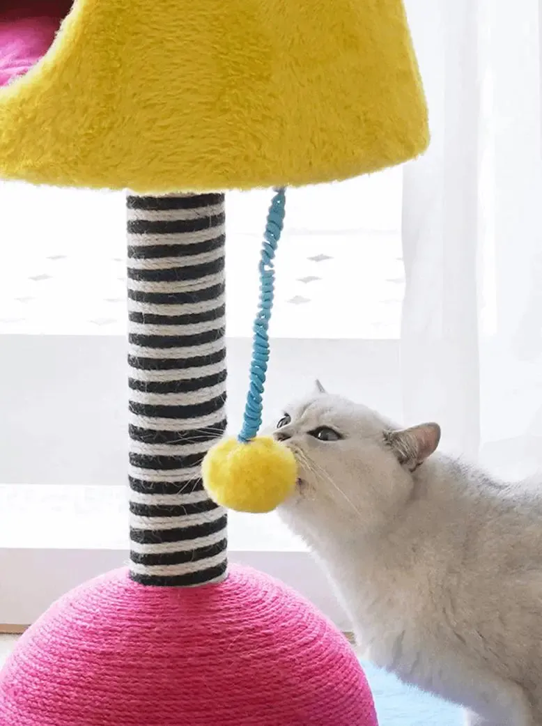 Stylish Table Lamp Cat Condo with Scratching Post | Space-Saving Cat Furniture