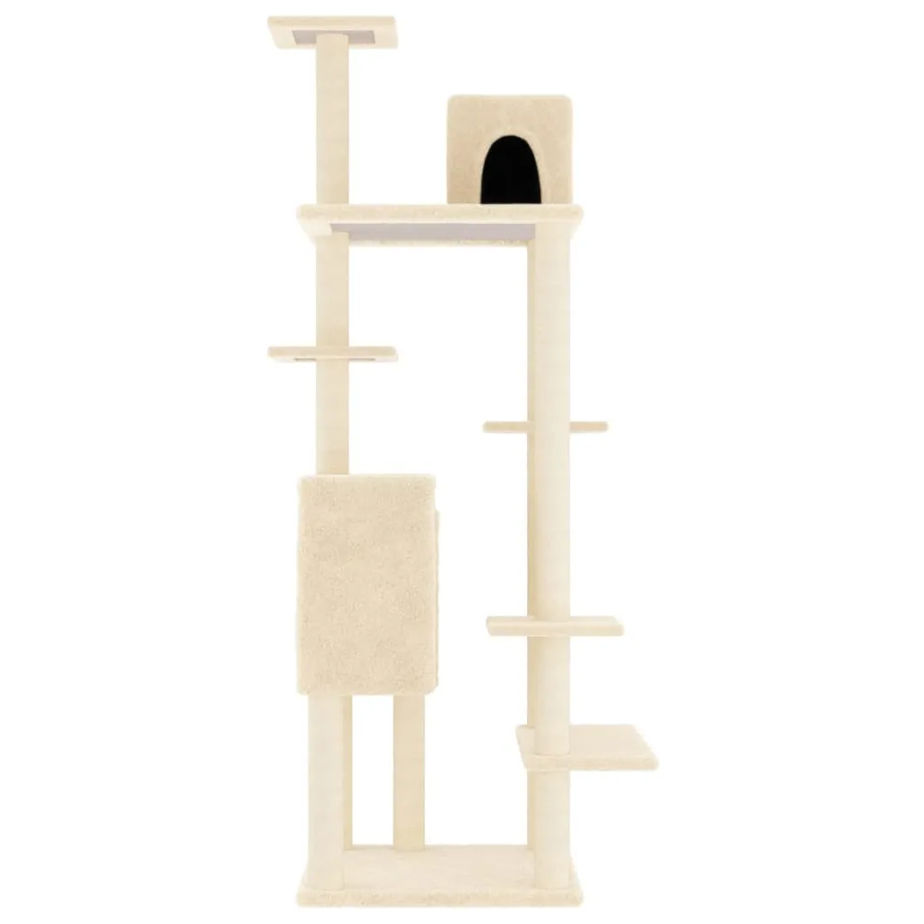vidaXL Cat Tree with Sisal Scratching Posts Cream 154 cm