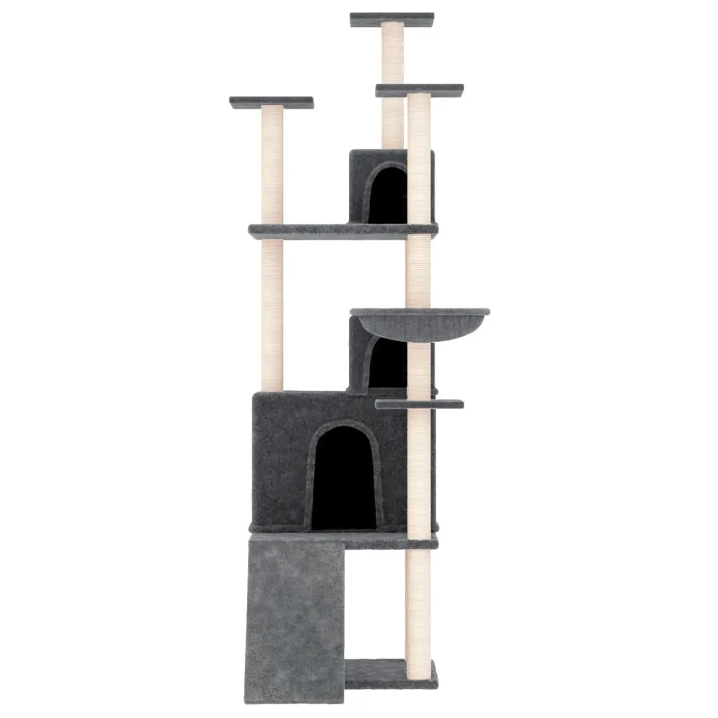 vidaXL Cat Tree with Sisal Scratching Posts Dark Grey 175 cm