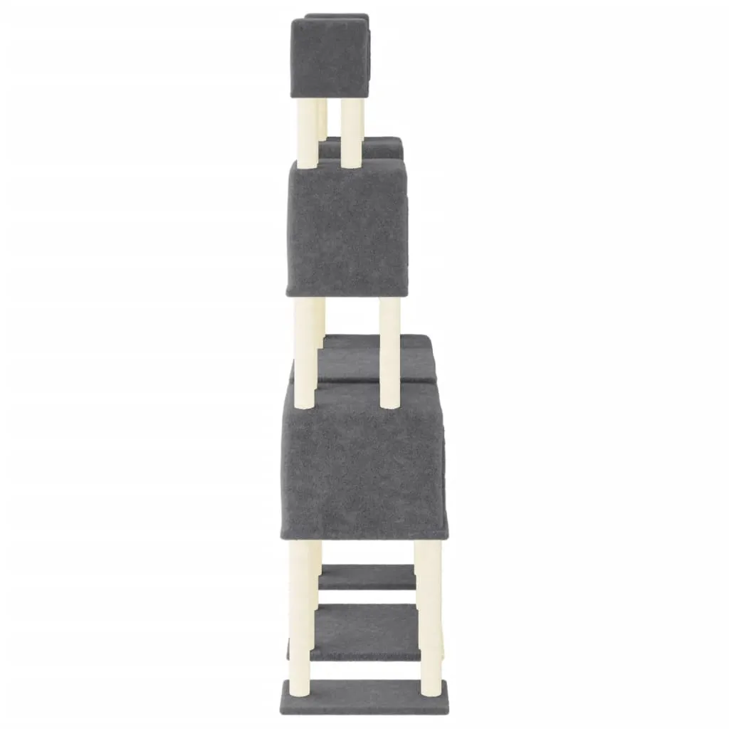vidaXL Cat Tree with Sisal Scratching Posts Dark Grey 199 cm