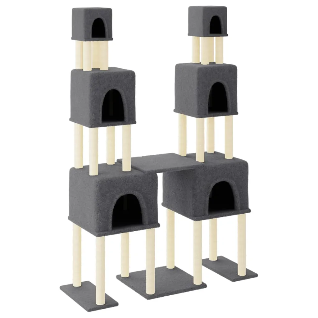 vidaXL Cat Tree with Sisal Scratching Posts Dark Grey 199 cm