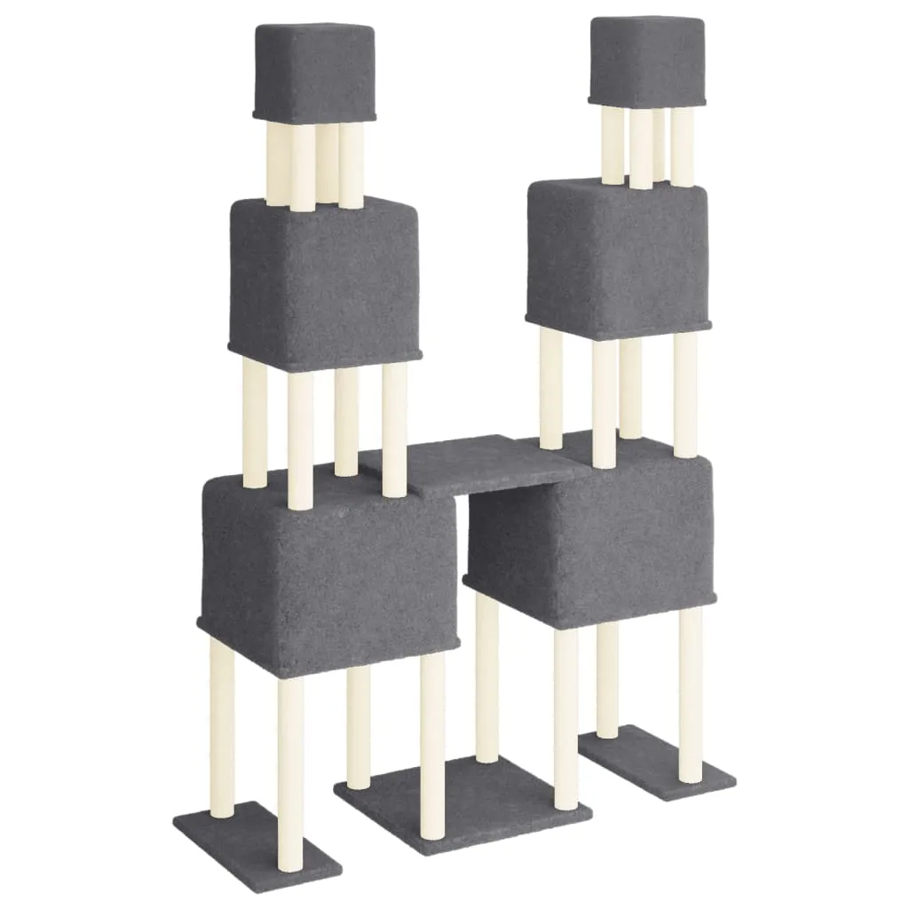 vidaXL Cat Tree with Sisal Scratching Posts Dark Grey 199 cm