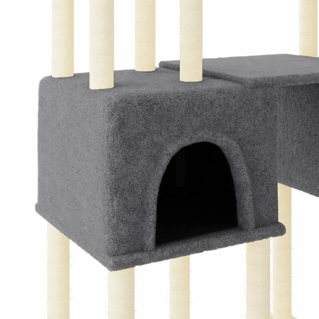 vidaXL Cat Tree with Sisal Scratching Posts Dark Grey 199 cm