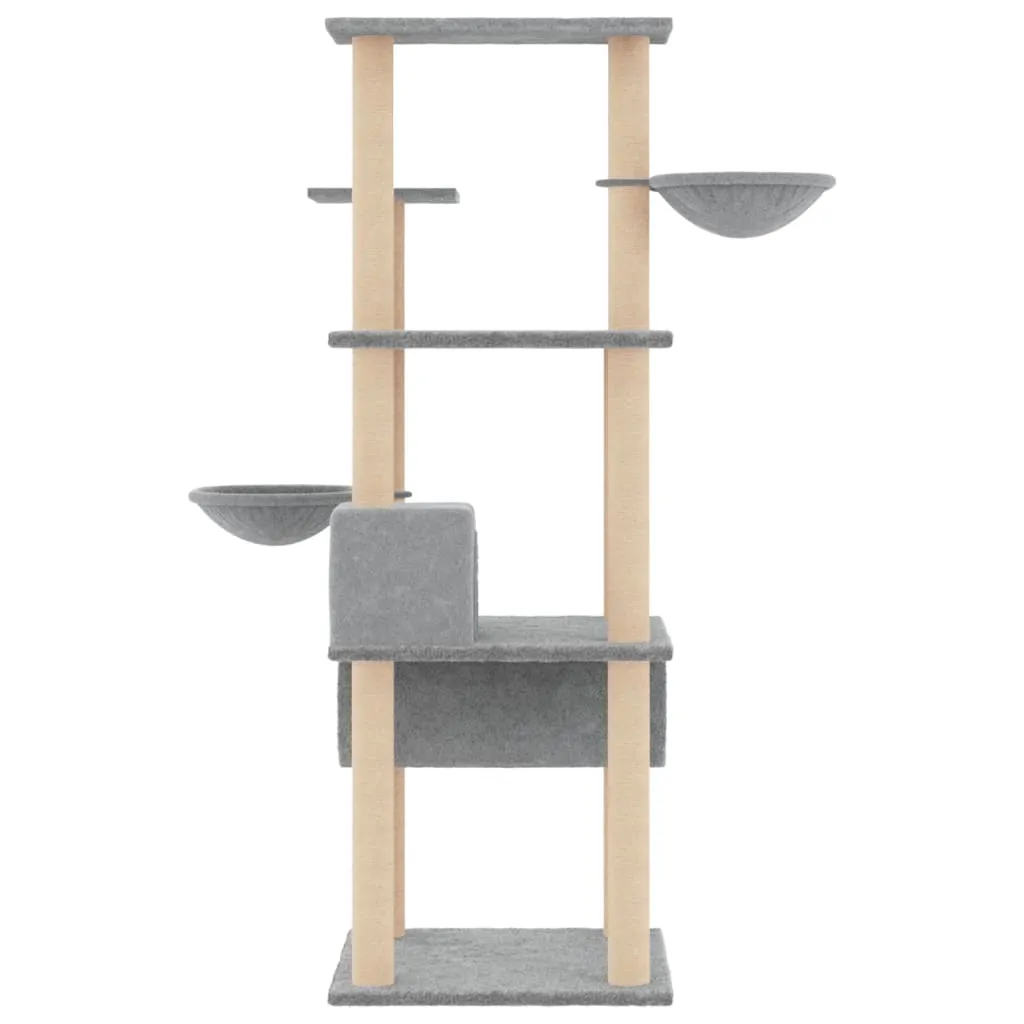 vidaXL Cat Tree with Sisal Scratching Posts Light Grey 141 cm