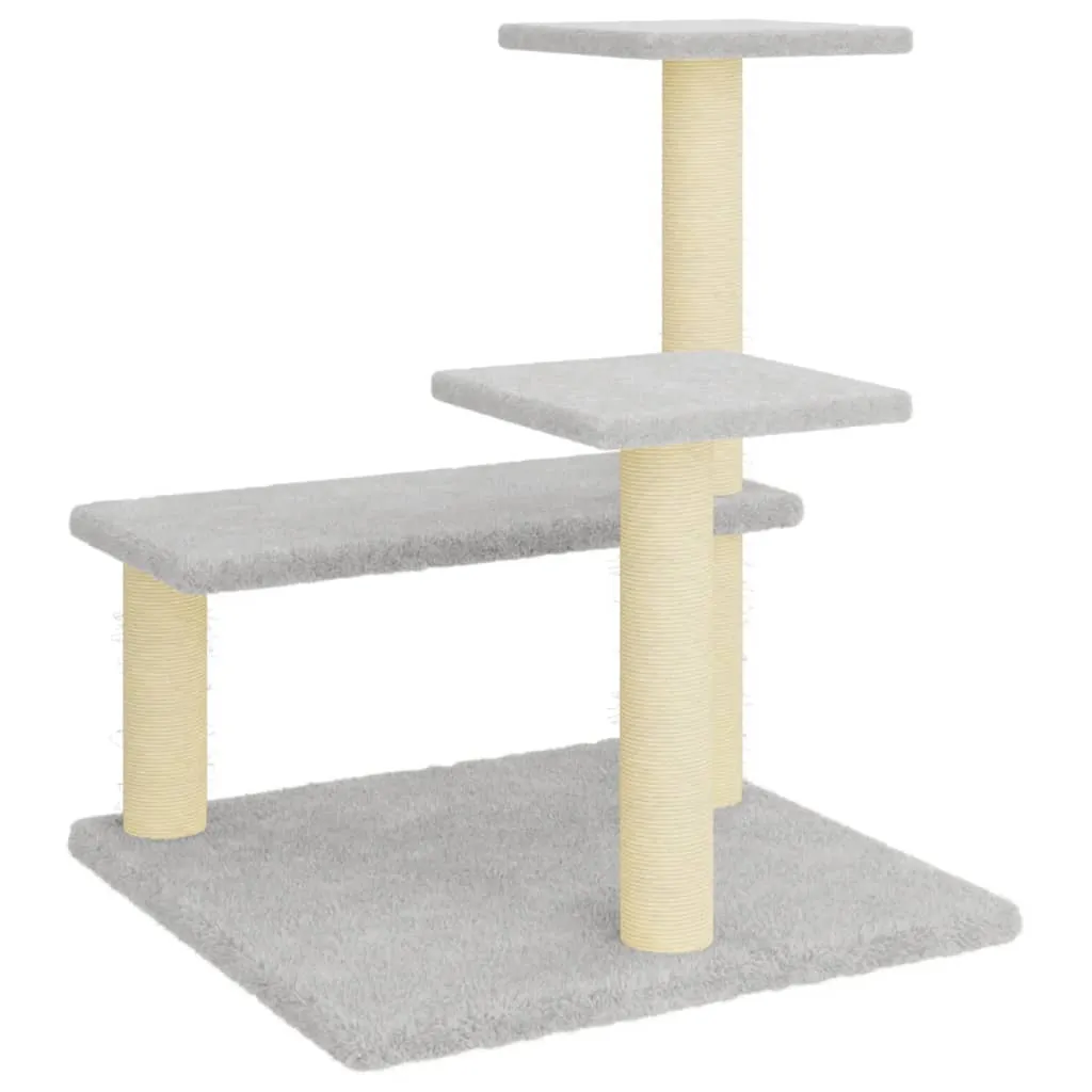 vidaXL Cat Tree with Sisal Scratching Posts Light Grey 61 cm