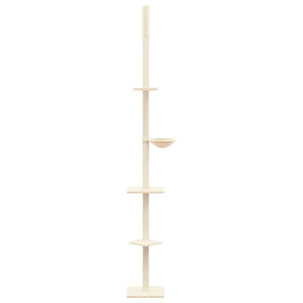 vidaXL Floor to Ceiling Cat Tree Cream 263.5-289.5 cm